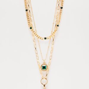 قلادة طبقات “دالينا” – ذهبي/أخضر