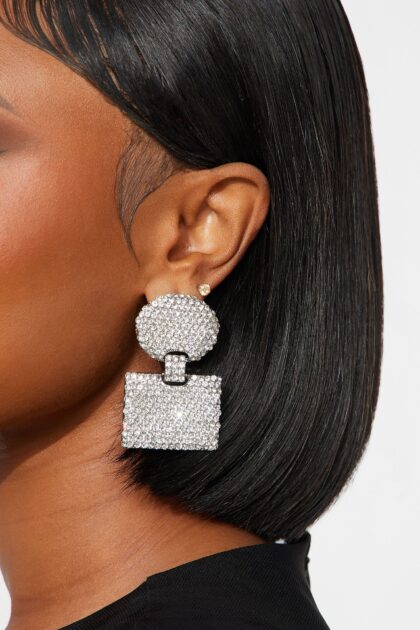 أقراط "شيمر فريم" مرصعة - فضي