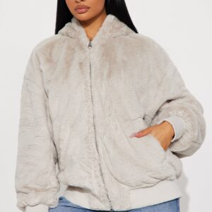 جاكيت بومبر “كيمي” بوجهين – رمادي فاتح