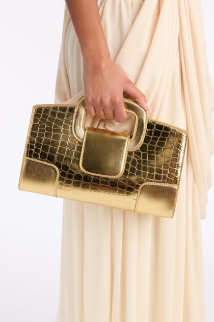 حقيبة يد صغيرة جلد صناعي تمساح "أت ماي فينغر تيبس" - ذهبي