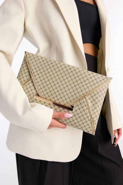 حقيبة يد صغيرة جلد صناعي "ذا بوست مارك" - رمادي داكن متعدد