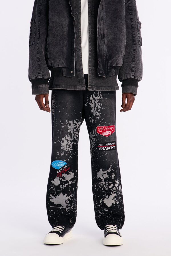 جينز "ستريت ثرو أناركي" برقع - أسود مغسول