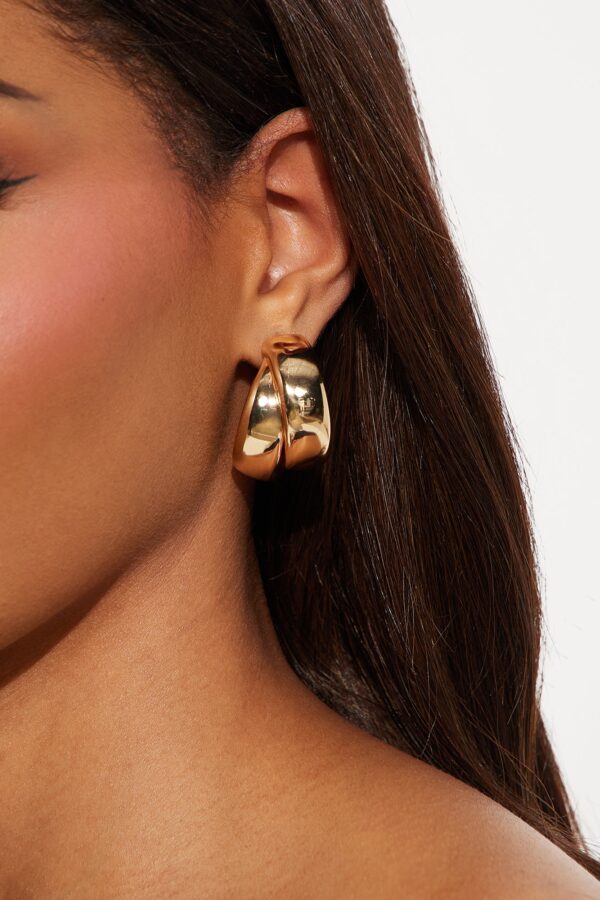 أقراط هوب "دبل ترابل" - ذهبي