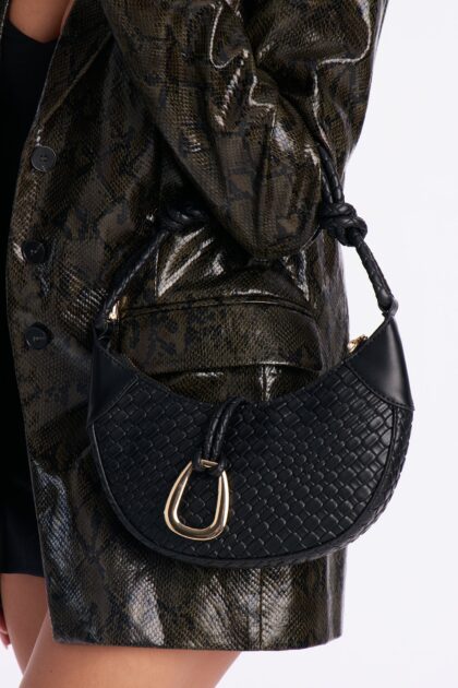 حقيبة كتف جلد صناعي "نوك نوت" - أسود