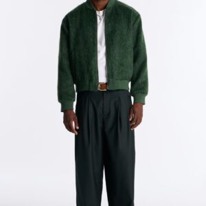 جاكيت بومبر موهر منسوج بقصة مريحة – زيتي