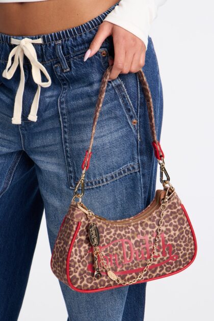 حقيبة كتف جلد صناعي "فون دوتش" - بني متعدد