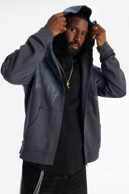 هودي "فيرلس" مغسول بسحاب - رصاصي غامق