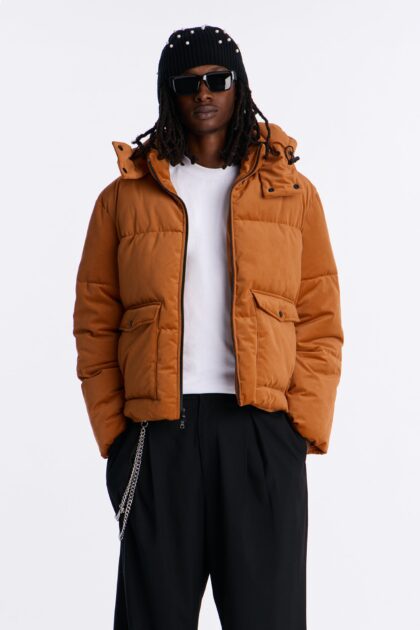 جاكيت بافر "كلاسيك" مخملي - بني