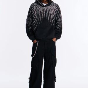 هودي واسع مرصع بالكريستال – أسود