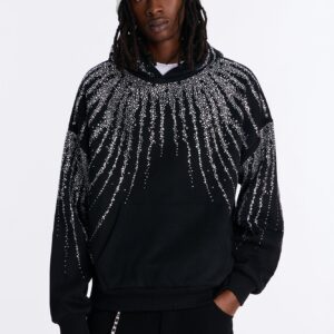 هودي واسع مرصع بالكريستال – أسود