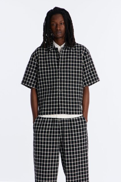 قميص تويد "ثيوري" بقصة مريحة - أسود