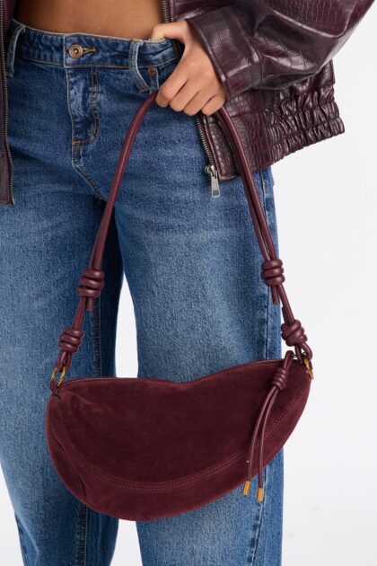 حقيبة يد شامواه صناعي "هاي كانتري" - عنابي