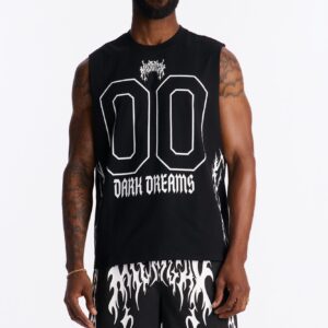 تيشيرت عضلات “ميدنايت أنثم” بطبعة جرافيك – أسود/مختلط