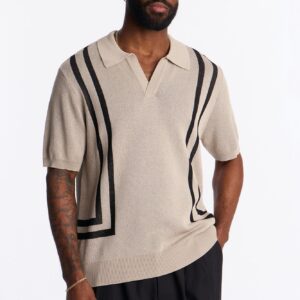 قميص محبوك بياقة “جوني” – بيج داكن (تان)