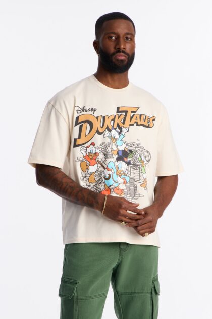 تيشيرت "ديزني داك تيلز" واسع بأكمام قصيرة - طبيعي (أوف وايت)