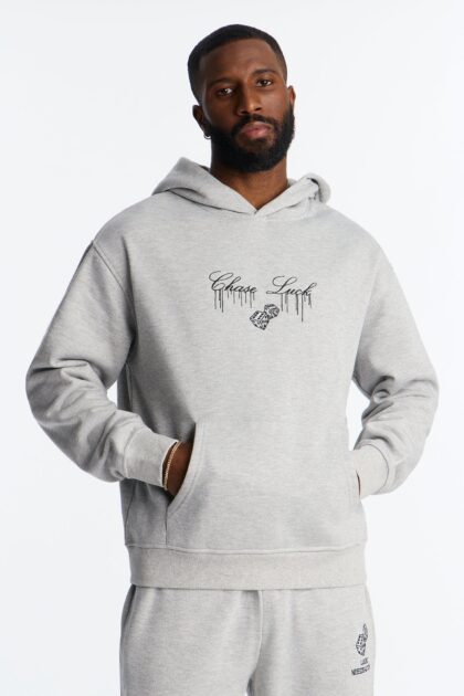 هودي مطرز "تشيس لاك" - رمادي مرقش
