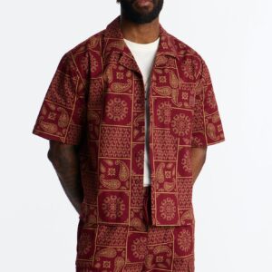 قميص “كلينتون هيل” موزاييك بأزرار – عنابي