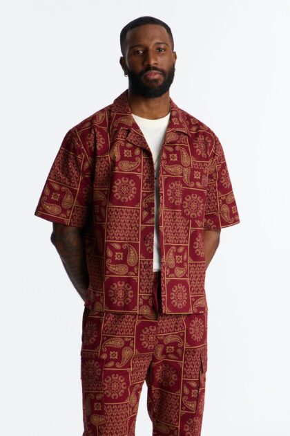 قميص "كلينتون هيل" موزاييك بأزرار - عنابي