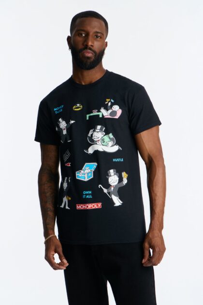 تيشيرت "مونوبولي موني توكس" بأكمام قصيرة - أسود
