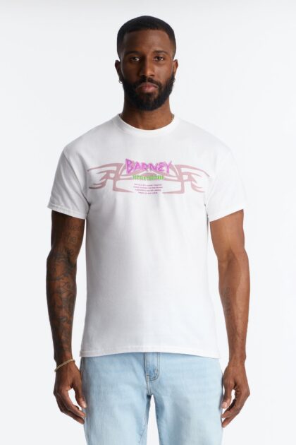 تيشيرت "بارني آند فريندز" بأكمام قصيرة - أبيض