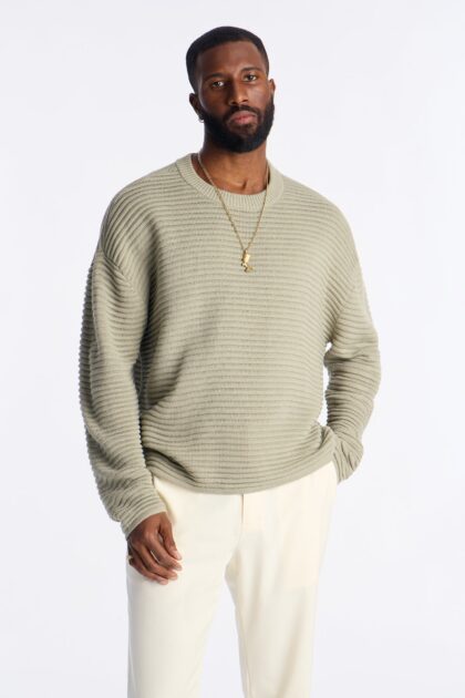 سويتر "مينجل" برقبة دائرية - أخضر