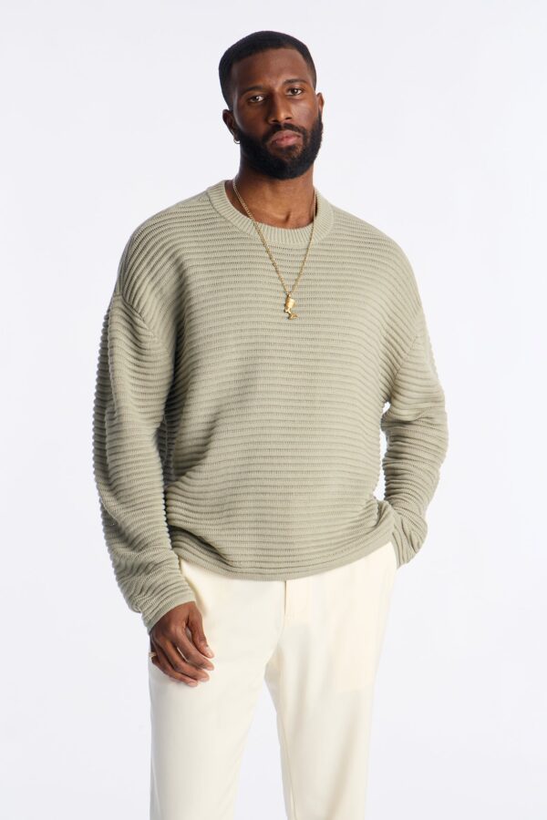 سويتر "مينجل" برقبة دائرية - أخضر