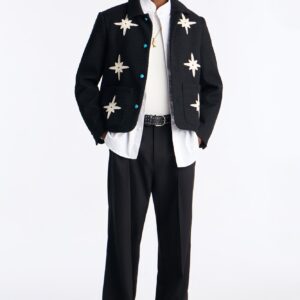 جاكيت تويد “برايت إتوال” قصير بأزرار – أسود