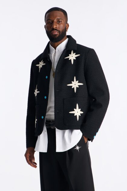 جاكيت تويد قصير "برايت إتوال" بأزرار - أسود