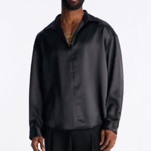 قميص “لوكس لوميناء” بقصة مريحة – أسود