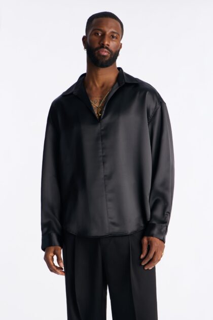 قميص "لوكس لوميناء" بقصة مريحة - أسود