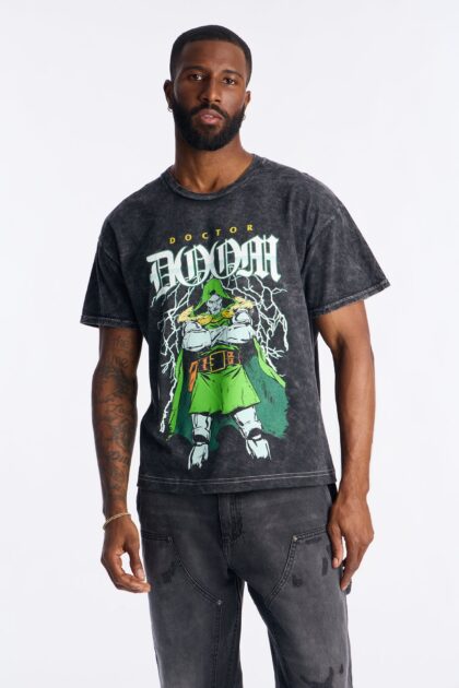 تيشيرت "مارفل دكتور دووم" فينتيج بقصة واسعة - أسود باهت