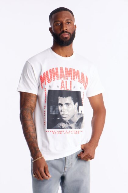 تيشيرت "محمد علي" بطبعة نافرة - أبيض