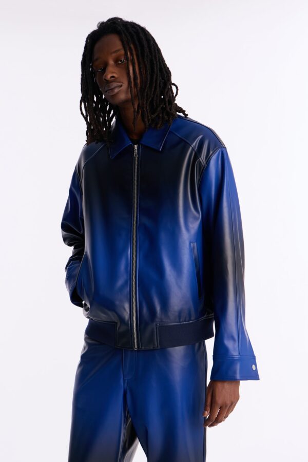 جاكيت بومبر "فينتج أومبري" بلمسة باهتة - أزرق