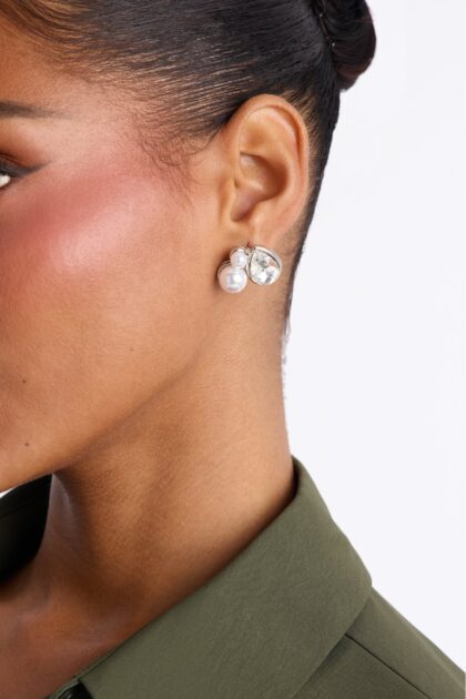 أقراط مسمارية "دينر نايت" - فضي