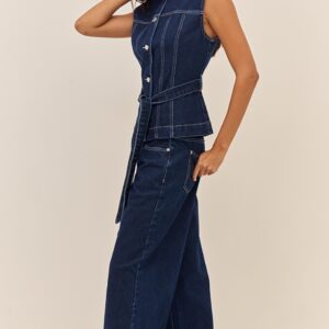 جينز واسع الساق بخصر متوسط – نيلة