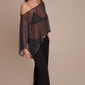 كيب مش (شبكي) أسود بنقاط بولكا