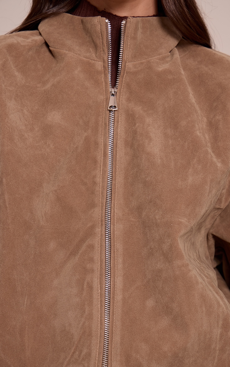 جاكيت بومبر شامواه صناعي بلون مشروم جاكيت بومبر شامواه صناعي بلون مشروم