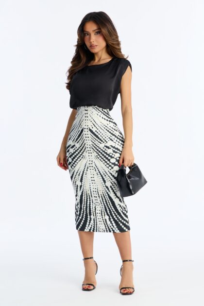 فستان سكوبا ميدي "كاساندرا" - أسود