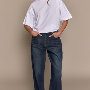 جينز بوي فريند خصر عالي لون عتيق غامق من بريتي ليتل ثينق