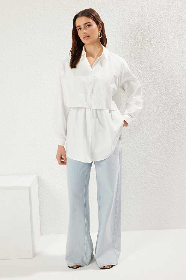 Modest قميص محتشم إكرو بخصر مطاطي TCTSS25TG00011