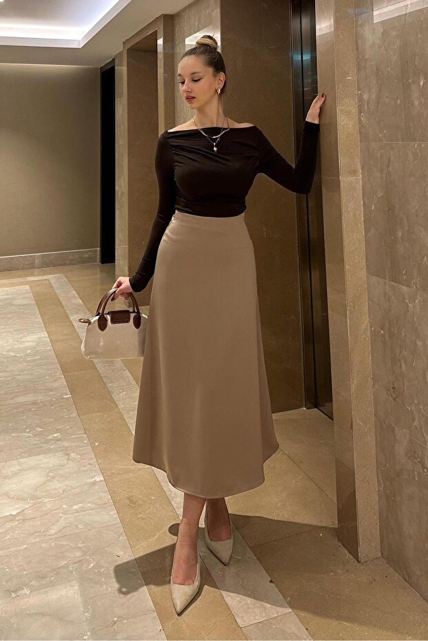 تنورة ساتان نسائية فيزون بطول ميدي MG1409