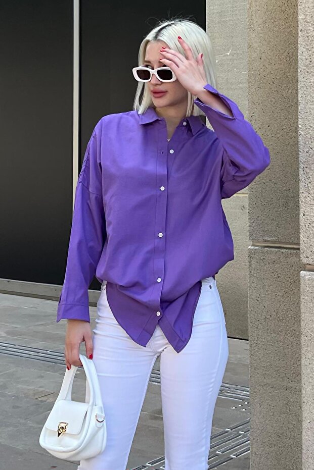قميص بنفسجي أوفرسايز من Mad Girls MG1369