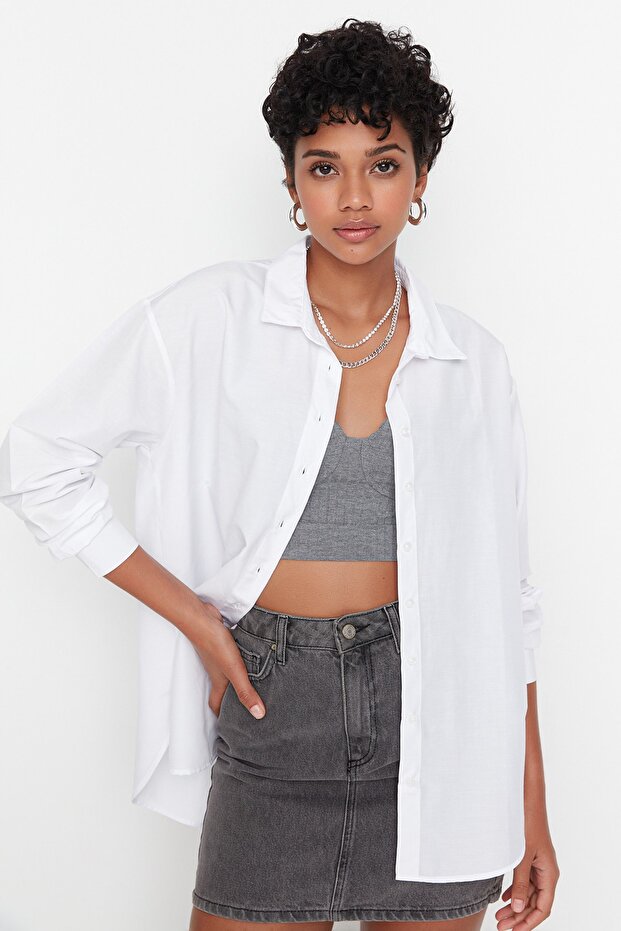 قميص أبيض قطني Loose Fit TWOAW20GO0107